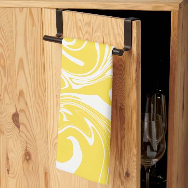 Spill - Lemon Yellow and White Tea Towel (Thirds Fold)