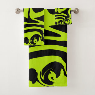 Spill - Lime Green and Black Bath Towel Set