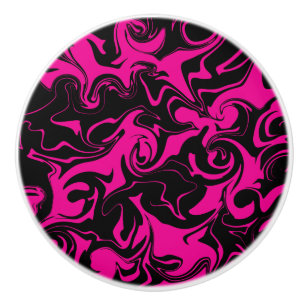 Spill - Magenta and Black Ceramic Knob