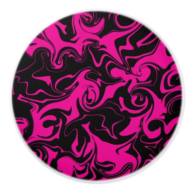 Spill - Magenta and Black Ceramic Knob (Front)