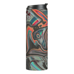 Spill o traces in grey, living coral and cyan thermal tumbler