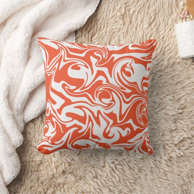 Spill - Orange and White Cushion (Blanket)
