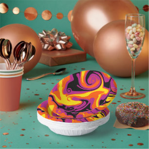 Spill - Orange, Black, Pink and Yellow Paper Plate