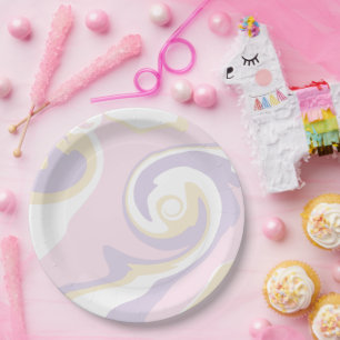 Spill - Pastel Pink, Yellow and Purple Paper Plate
