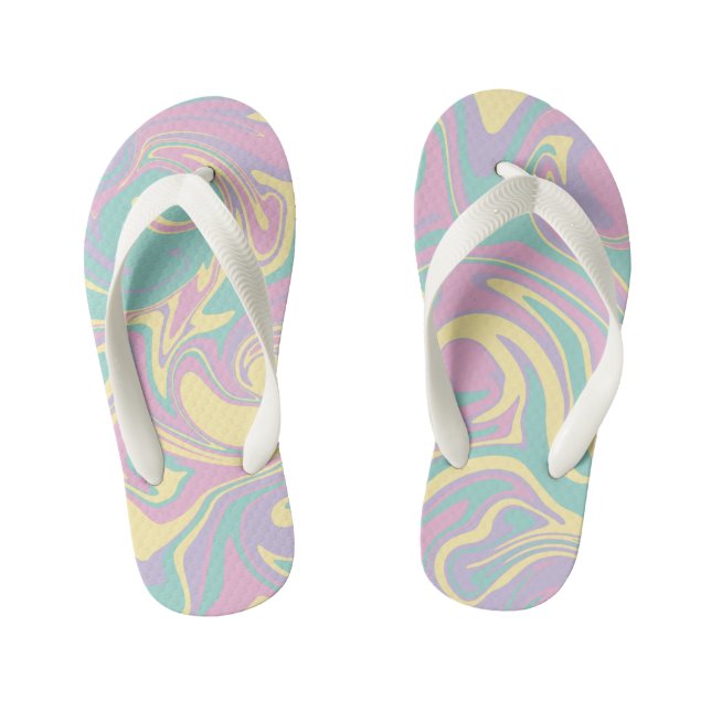 Spill - Pastel Pink, Yellow, Purple and Green  Kid's Jandals (Footbed)