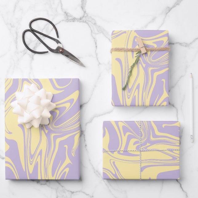 Spill - Pastel Yellow and Purple Wrapping Paper Sheet (Front)