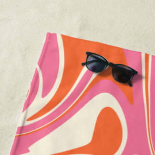 Spill - Pink, Orange and Cream Beach Towel
