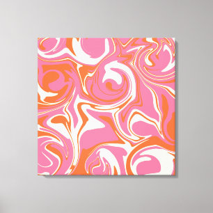 Spill - Pink, Orange and Cream Canvas Print