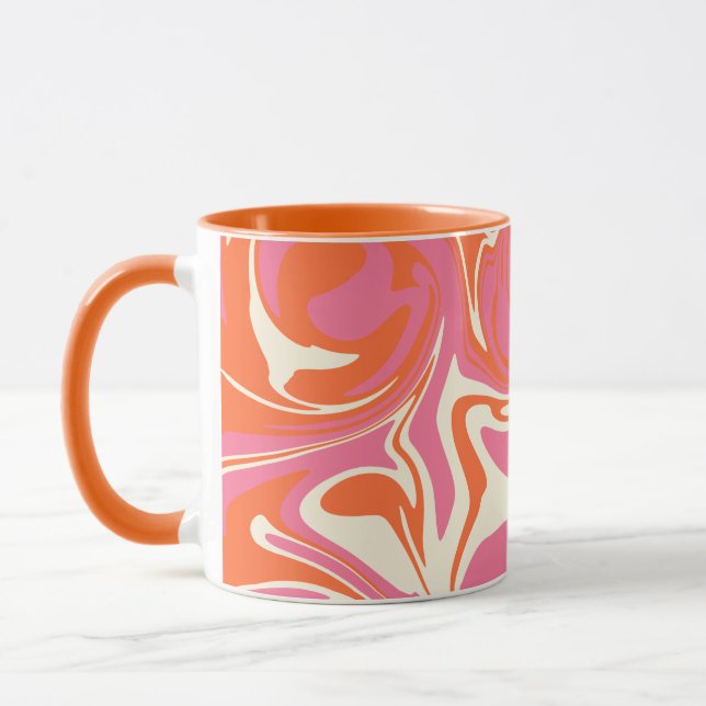 Spill - Pink, Orange and Cream Mug (Left)