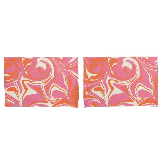 Spill - Pink, Orange and Cream Pillowcase (Front-Set)