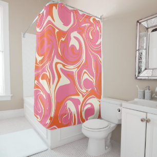 Spill - Pink, Orange and Cream Shower Curtain