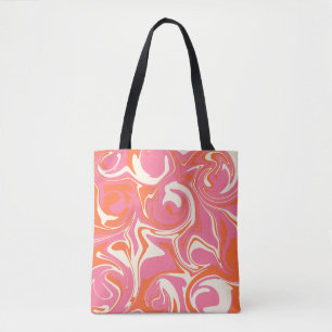 Spill - Pink, Orange and Cream Tote Bag