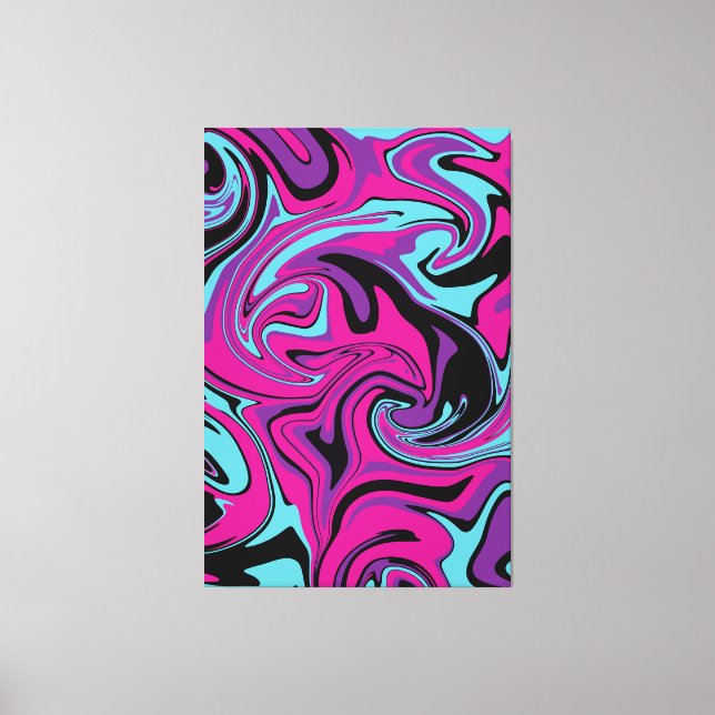 Spill - Pink, Purple, Blue and Black Throw Pillow Canvas Print (Front)