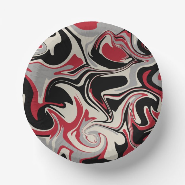 Spill - Red, Grey, Black and Bone White Paper Plate (Front)