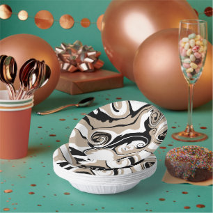 Spill - Taupe, Black and White Paper Plate