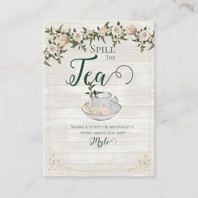 Spill the Tea Bridal Shower Flat Advice Card (Front)