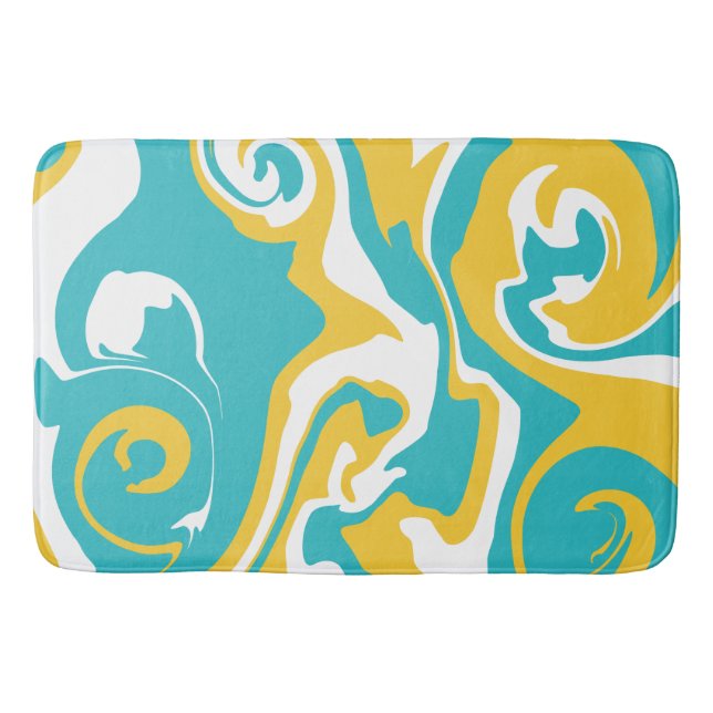 Spill - Turquoise and Yellow Bath Mat (Front)