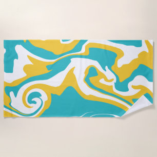Spill - Turquoise and Yellow Beach Towel