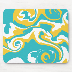 Spill - Turquoise and Yellow Mouse Pad