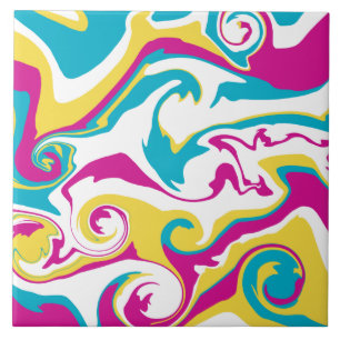 Spill - Turquoise, Yellow, Pink and White Tile