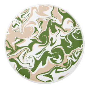 Spill - White, Sand and Palm Green Ceramic Knob