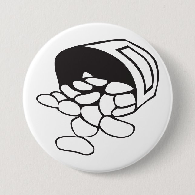Spilled Beans Black and White Outline 7.5 Cm Round Badge (Front)
