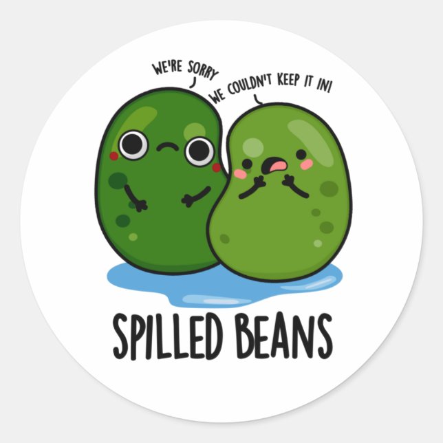 Spilled Beans Funny Veggie Bean Pun  Classic Round Sticker (Front)