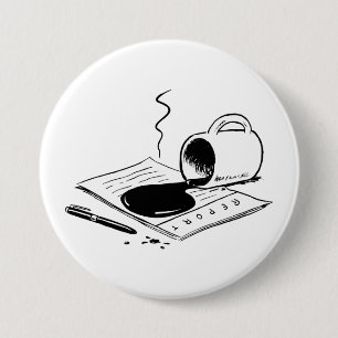 Spilled Coffee on Report Funny Office Mishap 7.5 Cm Round Badge