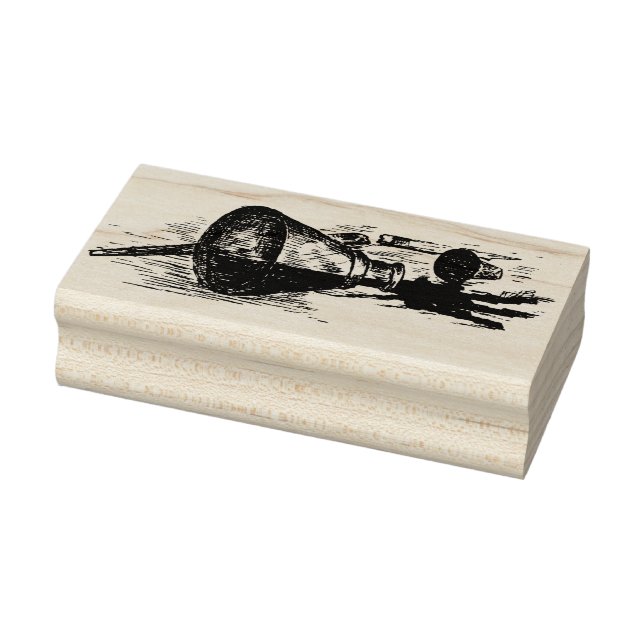 Spilled Ink Bottle and Pen Rubber Stamp (Stamp)