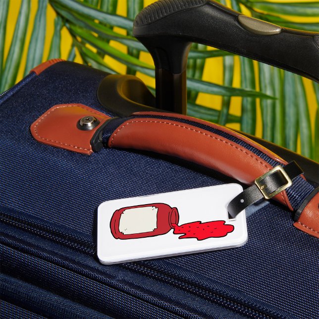 Spilled Jam Cute Red Jelly Jar  Luggage Tag (Creator Uploaded)