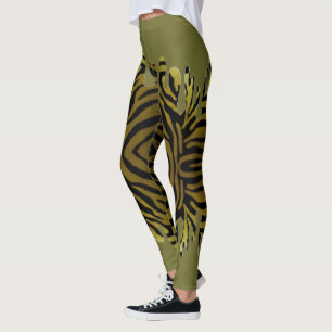 Spilled Olive Green Tiger Leggings