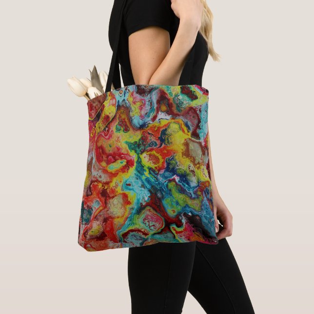 Spilled Paint Marble Tote Bag (Close Up)
