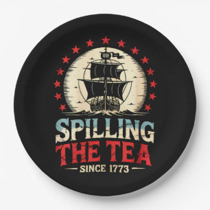 Spilling The Tea Since 1773 4th Of July US Vintage Paper Plate