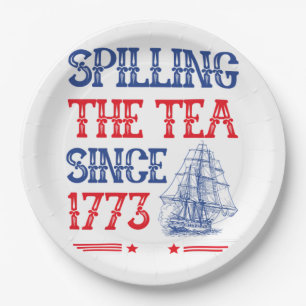 Spilling The Tea Since 1773 4Th Of July Vintage Paper Plate