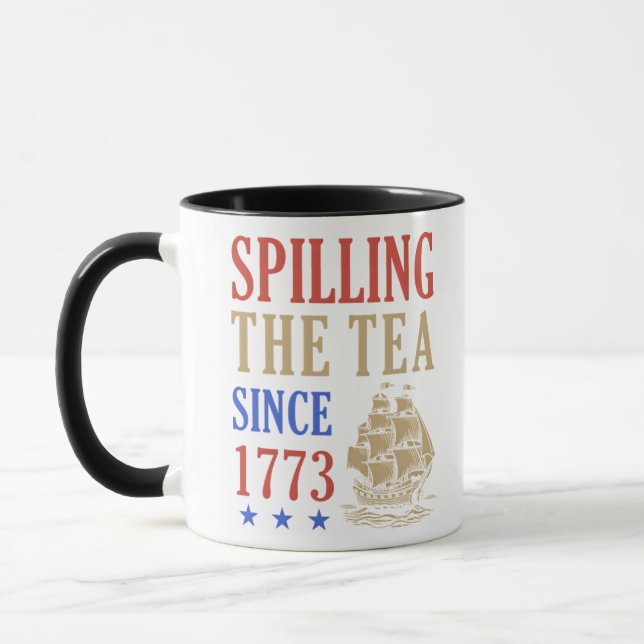 Spilling The Tea Since 1773 Funny Sloth Mug (Left)