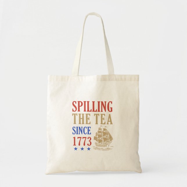 Spilling The Tea Since 1773 Funny Sloth Tote Bag (Front)
