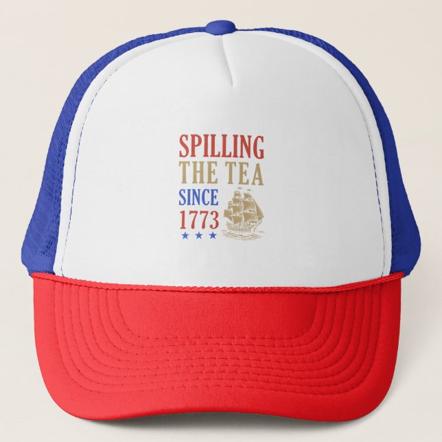 Spilling The Tea Since 1773 Funny Sloth Trucker Hat (Front)