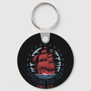 Spilling The Tea Since 1773 Red White Blue 4th Of Key Ring