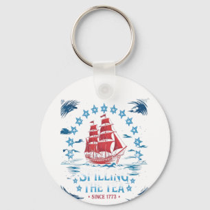 Spilling The Tea Since 1773 Red White Blue Funny 4 Key Ring