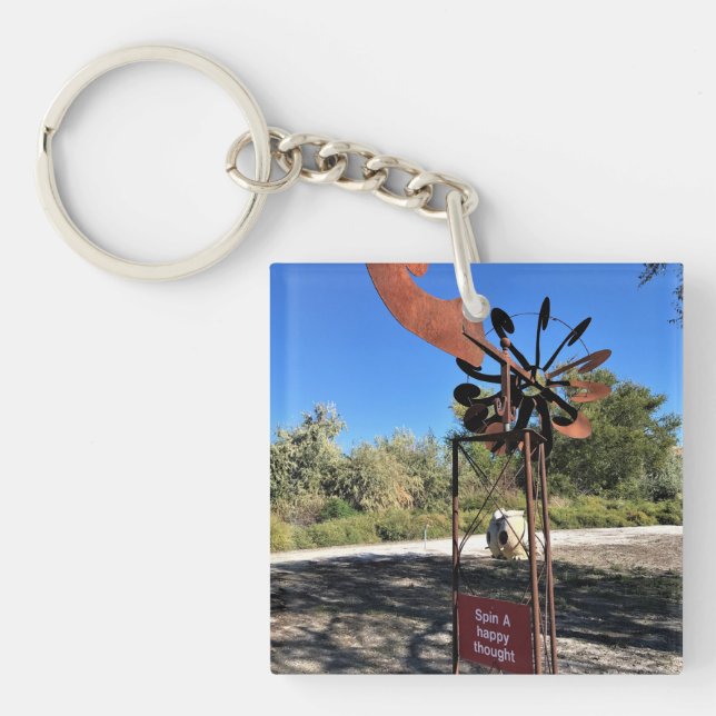 Spin a Happy Thought, Funny Sign Key Ring (Front)