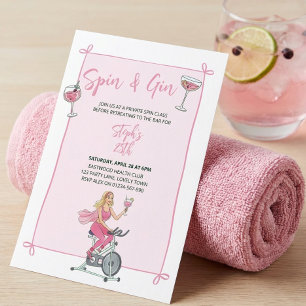 Spin and Gin Pink Class and Cocktail Party Invitation