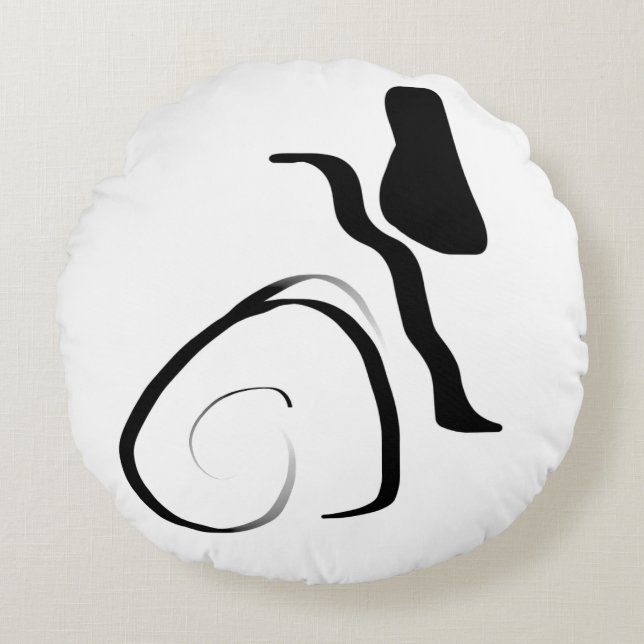 Spin Cycle: Abstract Black & White Round Cushion (Front)