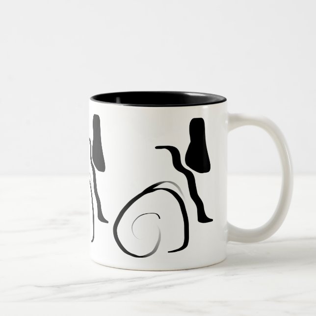 Spin Cycle: Abstract Black & White Two-Tone Coffee Mug (Right)