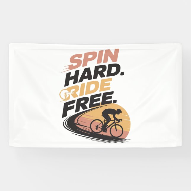 Spin Hard Ride Free Bicycling T-shirt Banner (Horizontal)