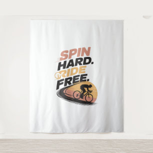 Spin Hard Ride Free Bicycling T-shirt Tapestry