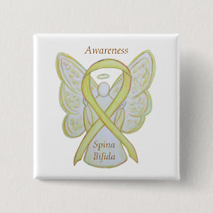 Spina Bifida Angel Yellow Awareness Ribbon Pins