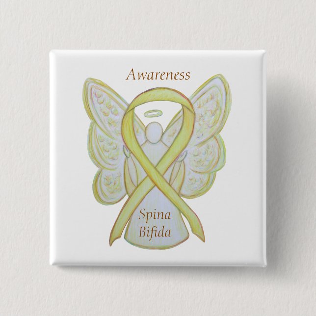 Spina Bifida Angel Yellow Awareness Ribbon Pins (Front)