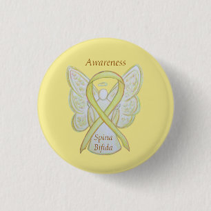 Spina Bifida Angel Yellow Awareness Ribbon Pins