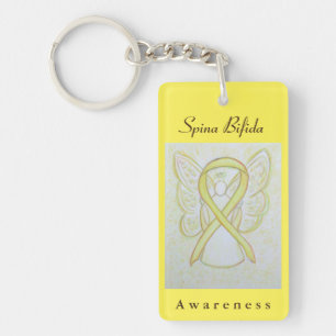 Spina Bifida Awareness Ribbon Angel Key Chain