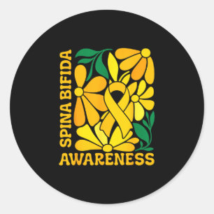 Spina bifida awareness survivor yellow ribbon men classic round sticker